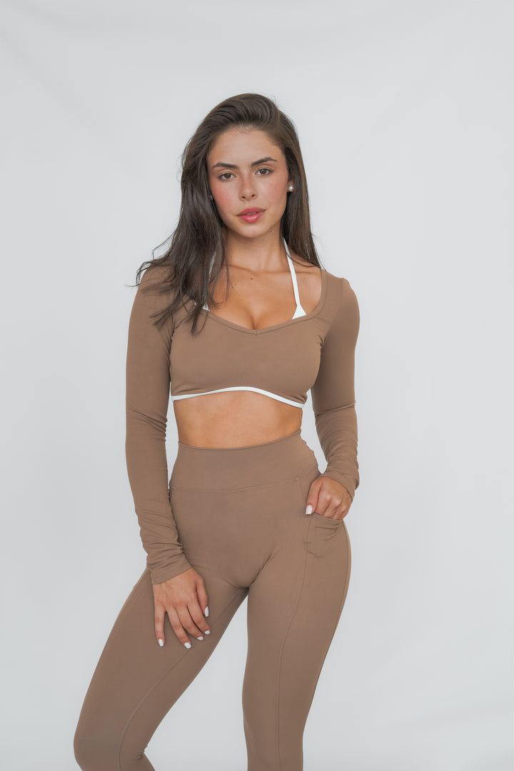 Cleo Crop Long Sleeve | Brown